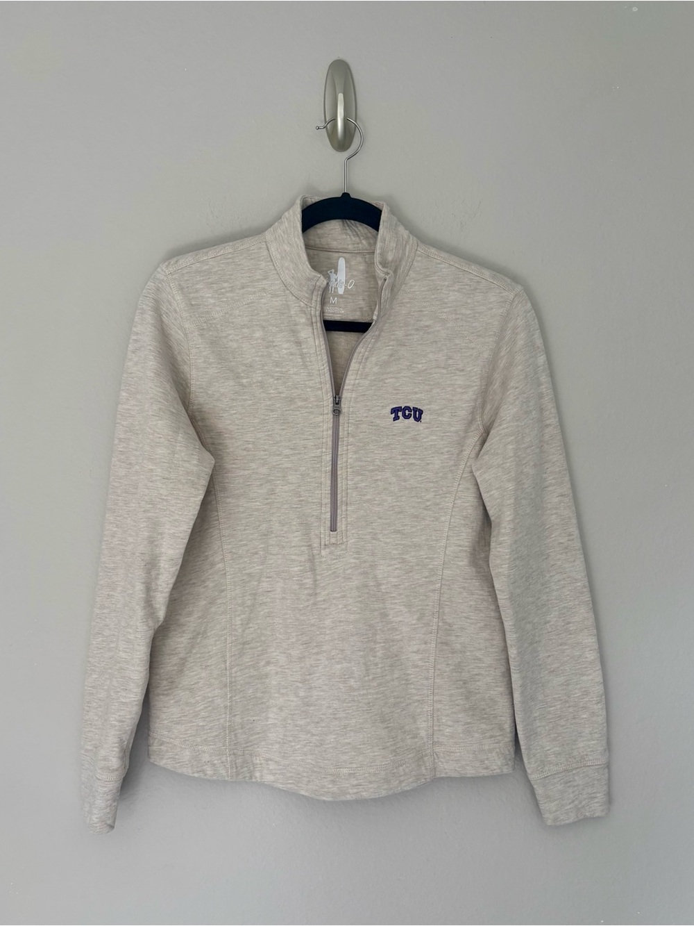 Johnnie-O Kennedy Half Zip Pullover TCU Horned Frogs Texas Christian Oatmeal - M